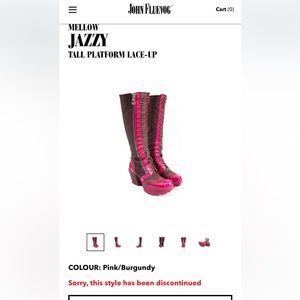 John Fluevog Mellow Jazz boots burgundy and pink size 9